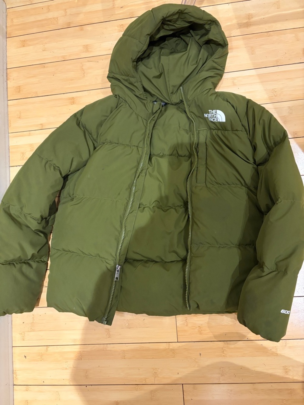 The North Face Olive Hooded Puffer Coat